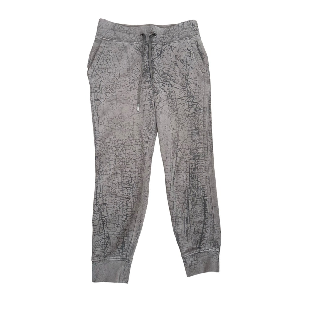 Lululemon Scuba High-Rise Jogger Womens 6 Grey Crackle Print Excellent Fleece